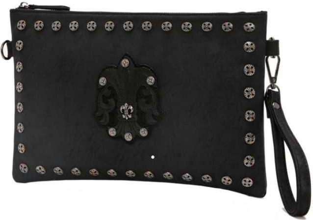 Men's Personalized Rivet Pattern Clutch PU Leather wallet - Black