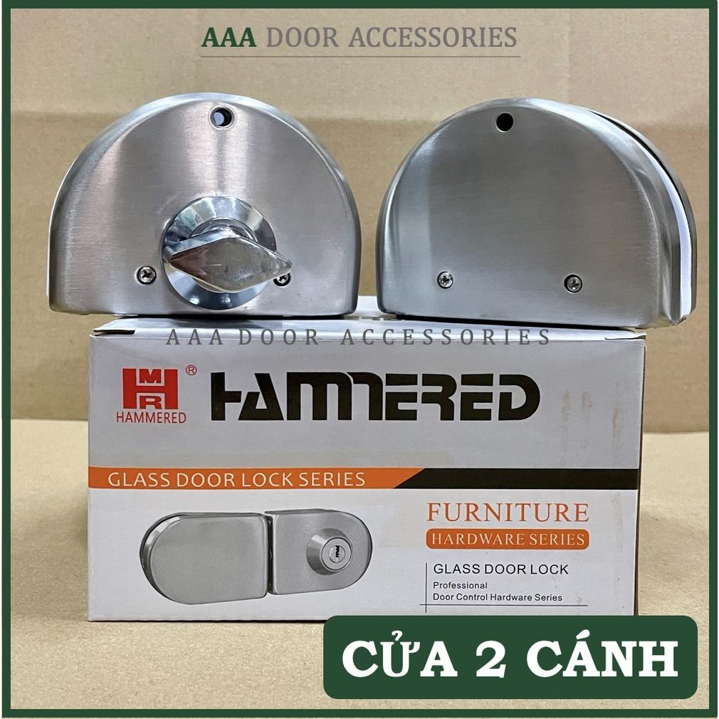 Khoá bán nguyệt cửa lùa kính cường lực HAMMERED 828-03SS INOX mờ