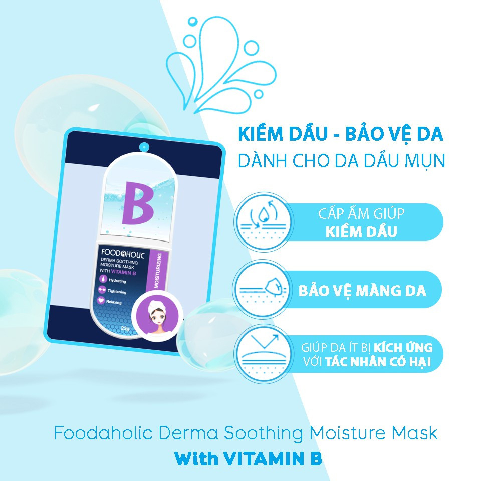 Mặt Nạ Dưỡng Ẩm, Hỗ Trợ Thu Nhỏ Lỗ Chân Lông Chiết Xuất Vitamin B Foodaholic Derma Soothing Moisture Mask 23g