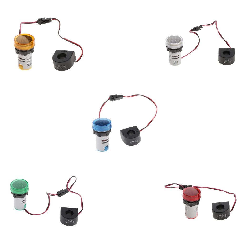 1pc Round LED Digital Ampermeter Signal Current Indicator Voltage Amp AC