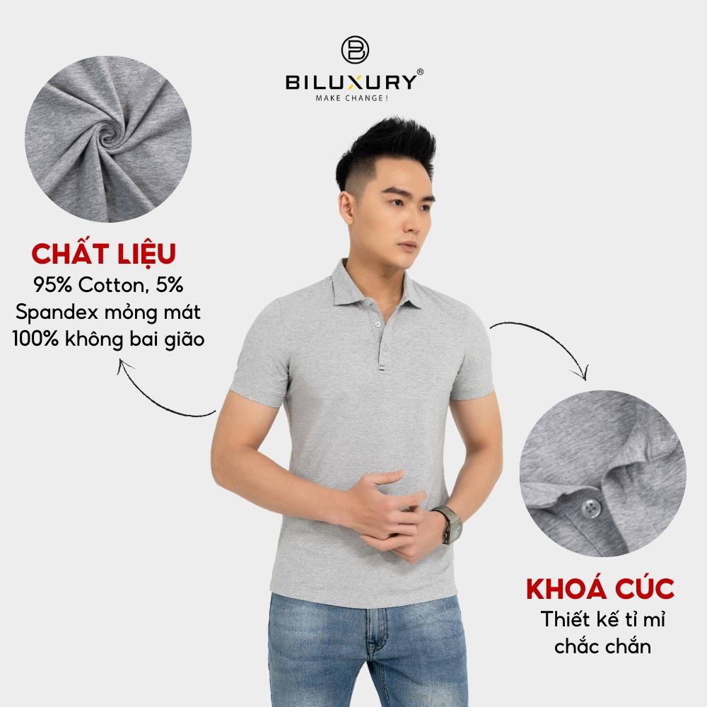 Áo polo nam cổ bẻ Chính Hãng Biman by Biluxury Chất Vải Cao Cấp, Co Giãn 4 chiều chuẩn form bodyfit lịch lãm sang trọng 5APCB001GHS
