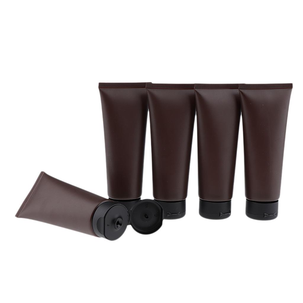 5PCS 100ml Soft Empty Refillable Plastic Tubes Bottle For Body Face Hand Cream Shampoo Lotion Storage Squeezable Containers