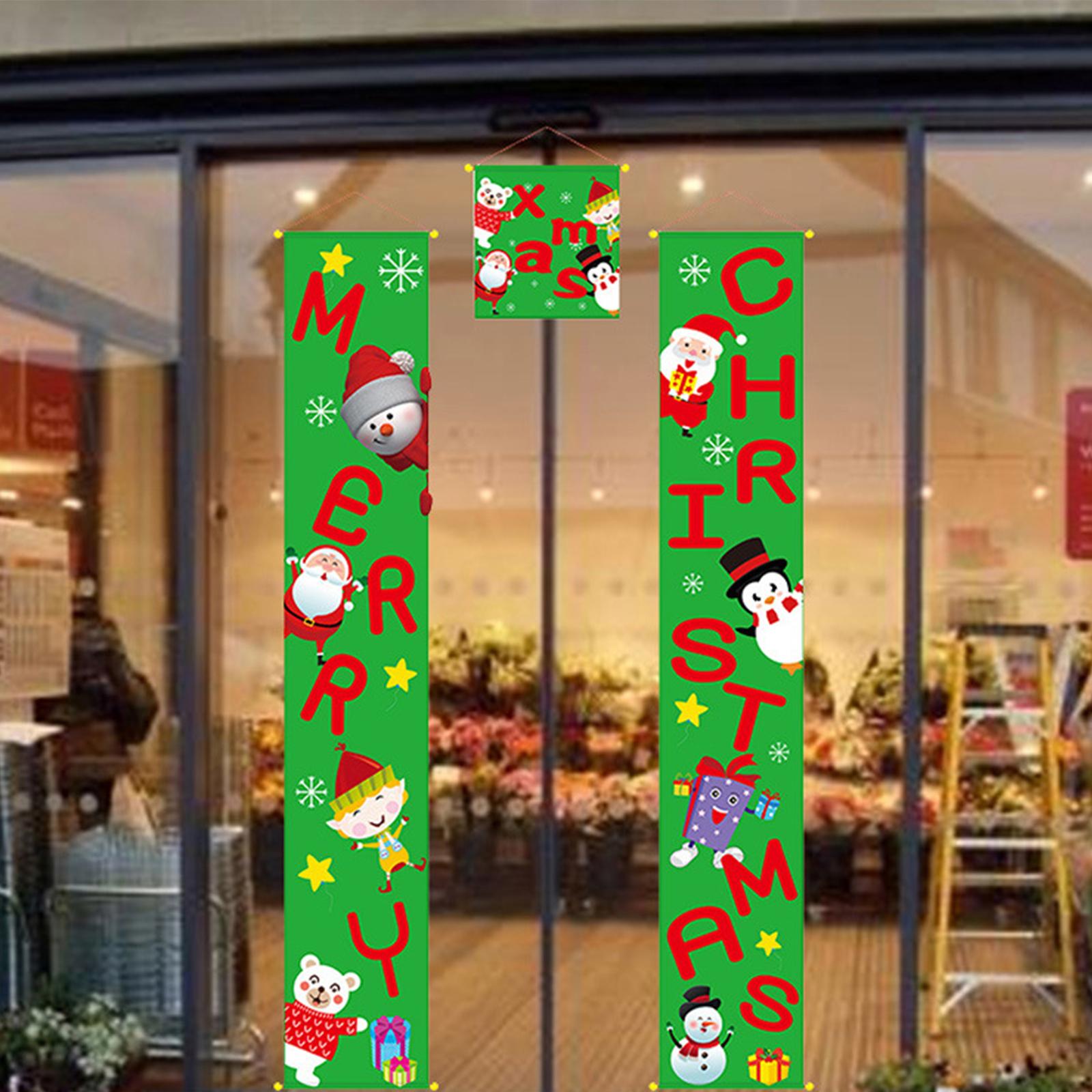3PCS Christmas Porch Sign Merry Christmas Hanging Banner Welcome Christmas Front Door Banner Xmas Hanging Sign Decor