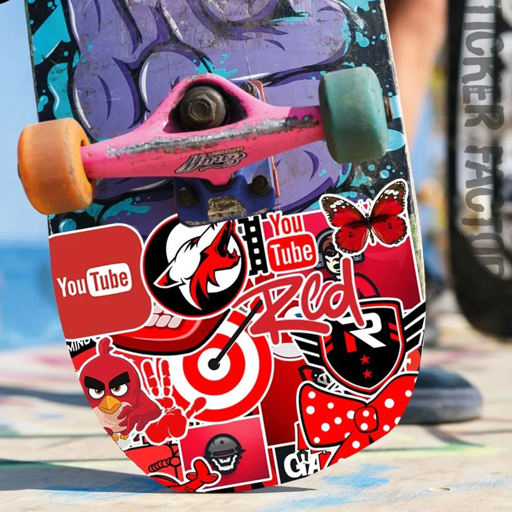 Sticker nhãn dán tone đỏ đen red and black trang trí mũ bảo hiểm, đàn, guitar, ukulele, điện thoại laptop