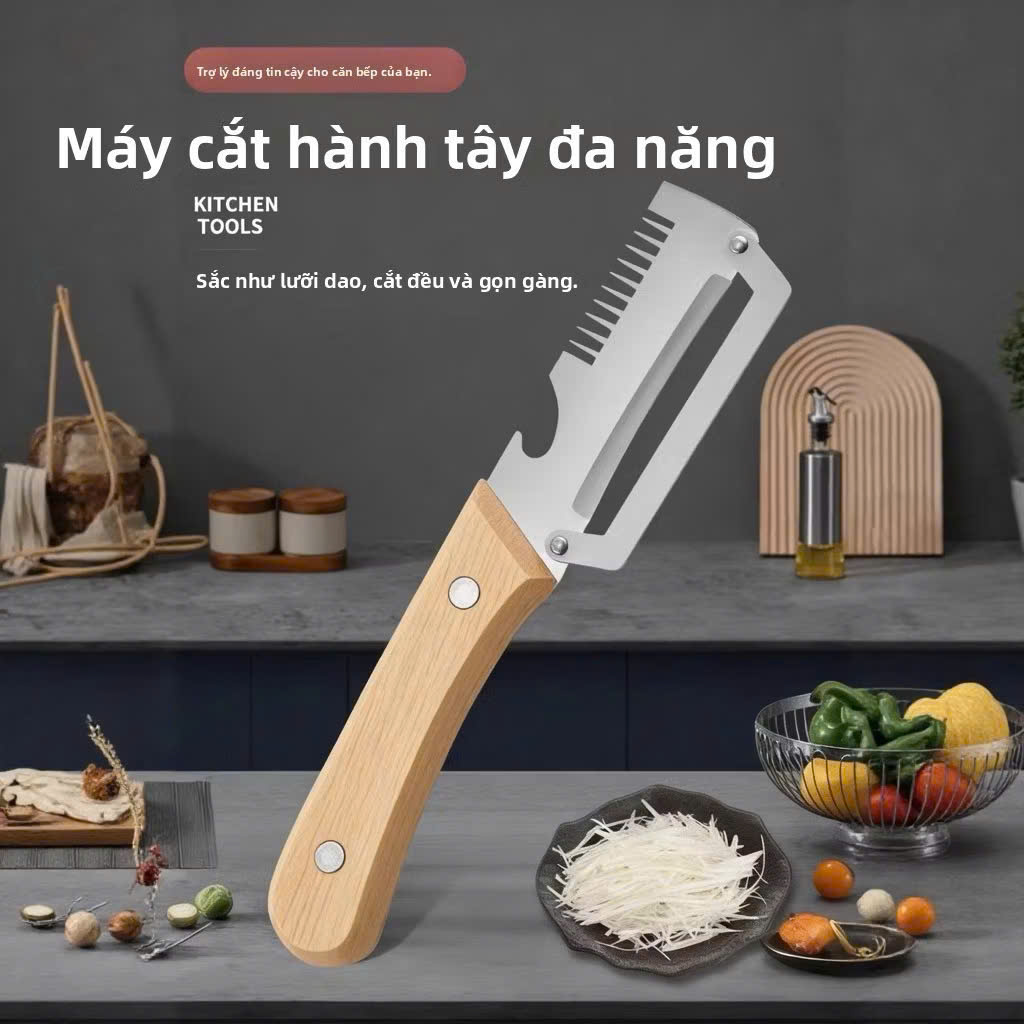 Dụng Cụ Nạo Rau Củ 3in1 Đa Năng, Gọt Vỏ, Bào Sợi, Mở Nắp Chai, Lưỡi Inox Sắc Bén, Tay Cầm Gỗ - HÀNG CHÍNH HÃNG MINIIN