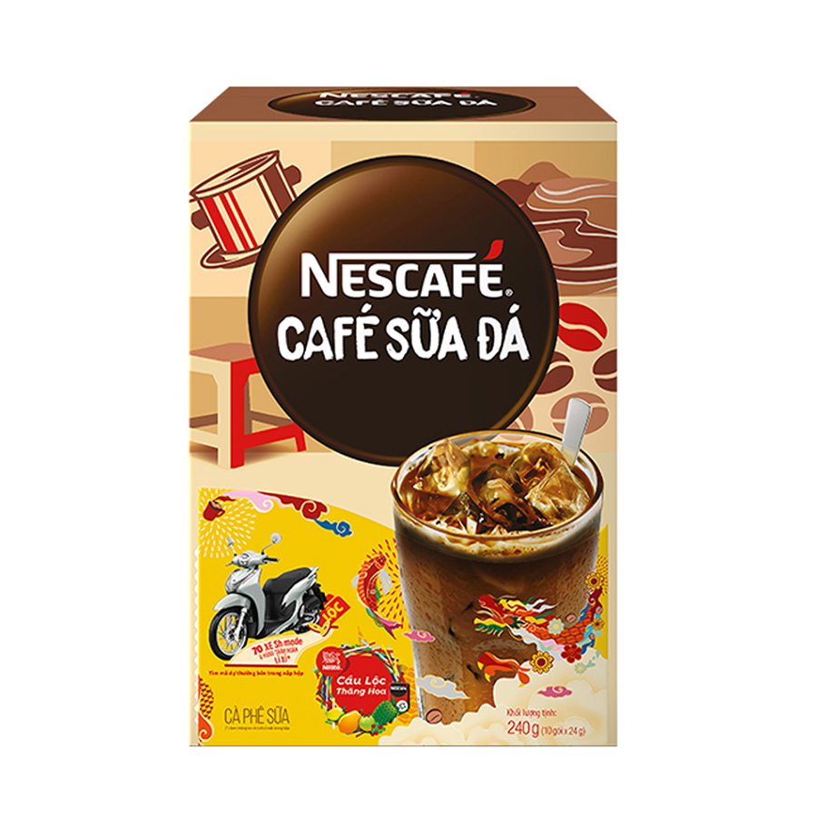 Cà Phê Sữa NESCAFÉ Cà Phê Sữa Đá (Hộp 10 Gói x 24g)