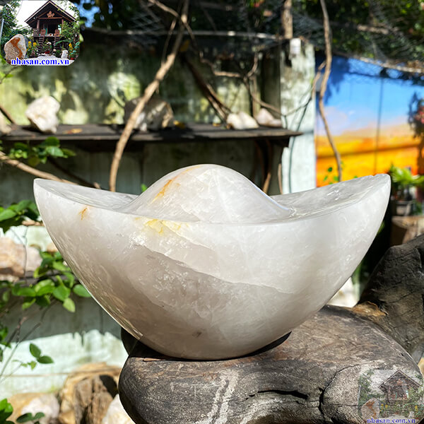 Thỏi vàng phong thủy đá thạch anh trắng - vật phẩm hút tài lộc, vượng khí-3.8kg 22 x 12 x 13 TV41