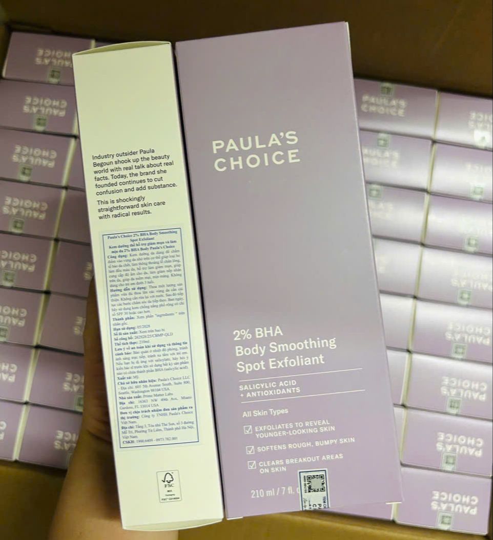 Kem Dưỡng Thể Hỗ Trợ Giảm Mụn Làm Mịn Da Paula's Choice 2% BHA Body Smoothing Spot Exfoliant 210ml