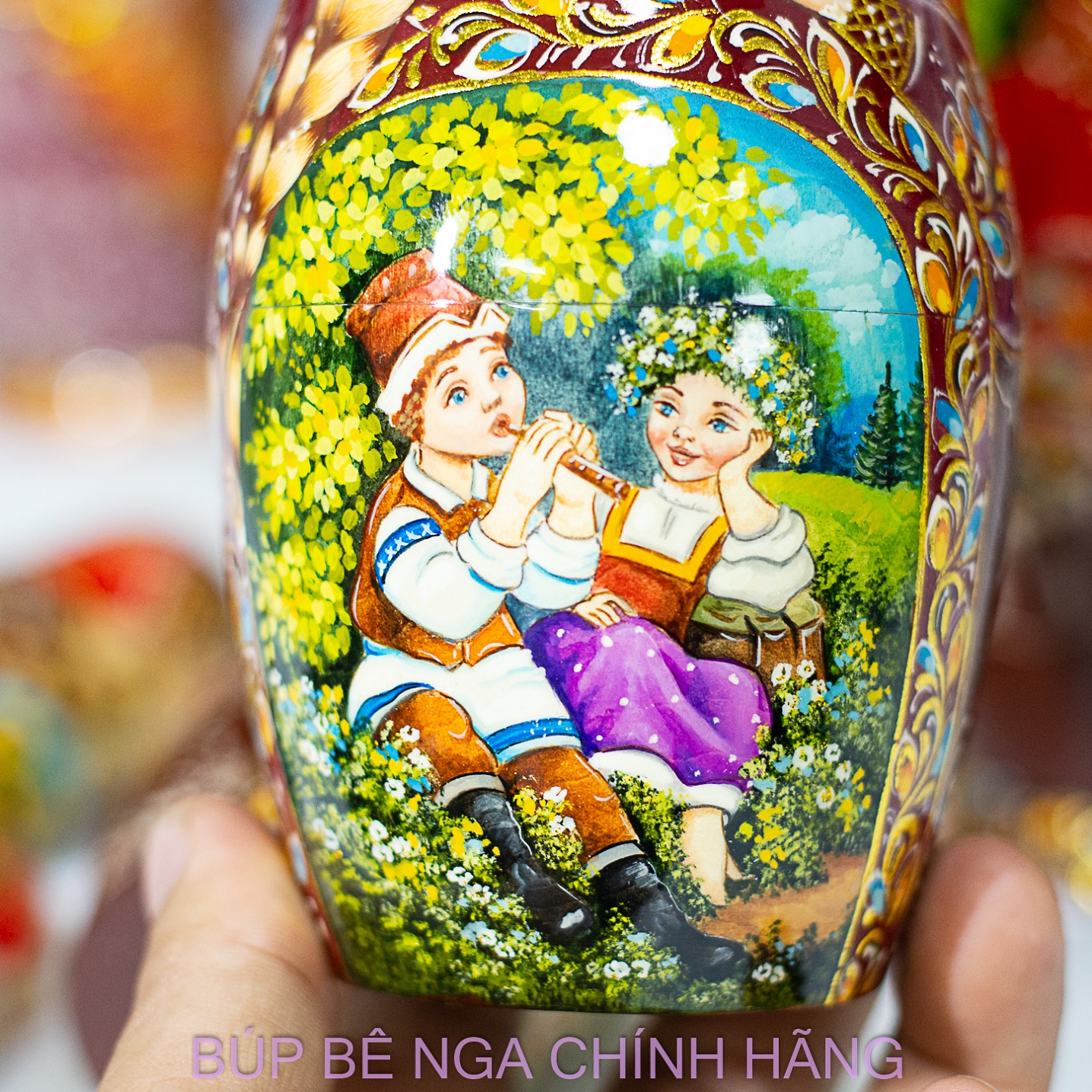 BỘ BÚP BÊ NGA CAO CẤP 7 LỚP 22CM HOA VĂN "NHỮNG ĐỨA BÉ THÔN QUÊ NGA" RẤT ĐẸP VÀ SANG TRỌNG, ĐỘC ĐÁO