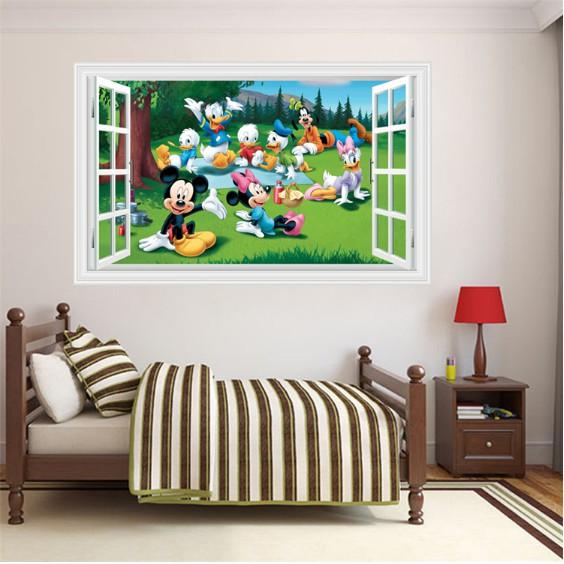 Decal trang trí khung cửa sổ hoạt hình Disney chuột Mickey và Friends