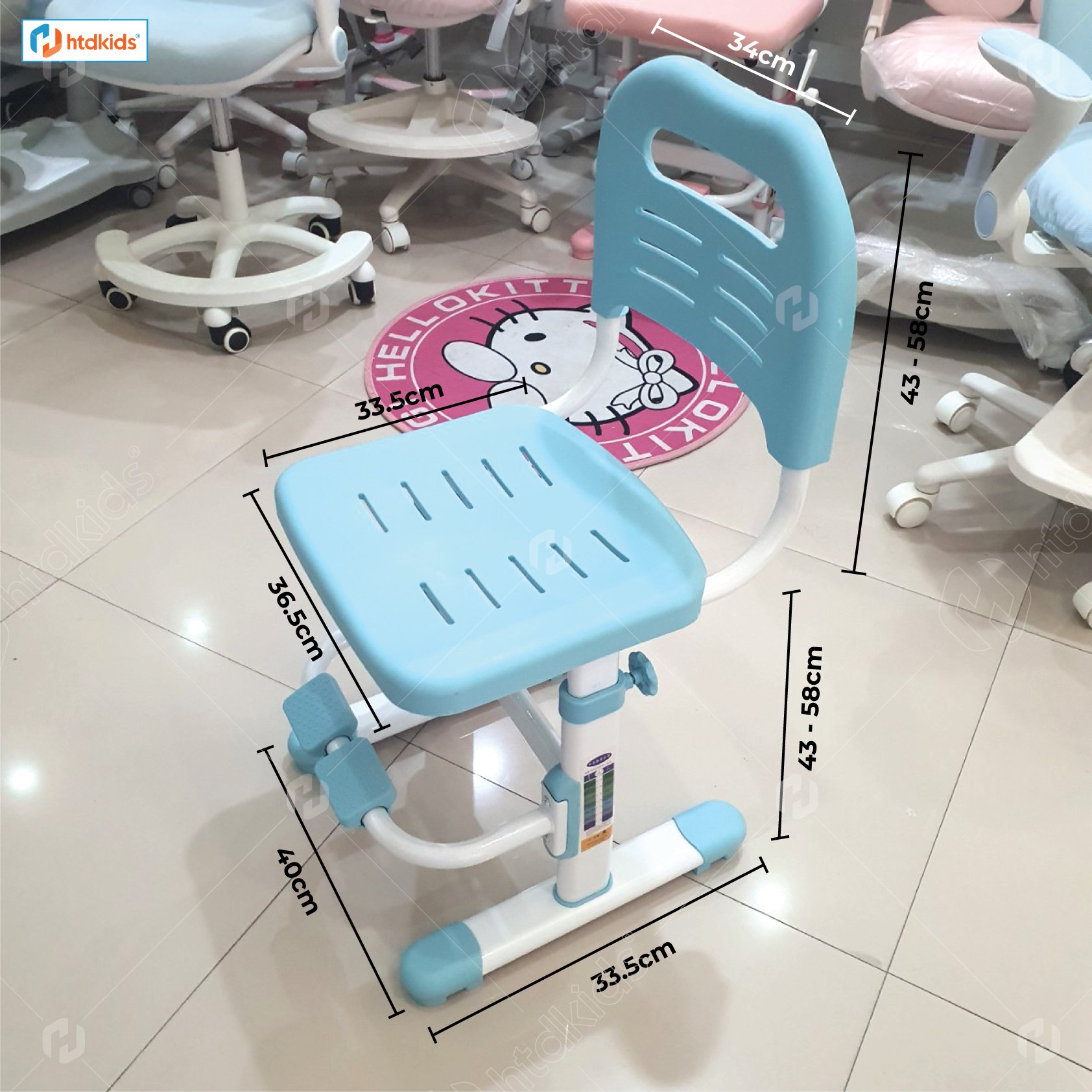 Ghế học sinh thông minh tăng giảm chiều cao có gác chân giúp điều chỉnh tư thế ngồi đúng