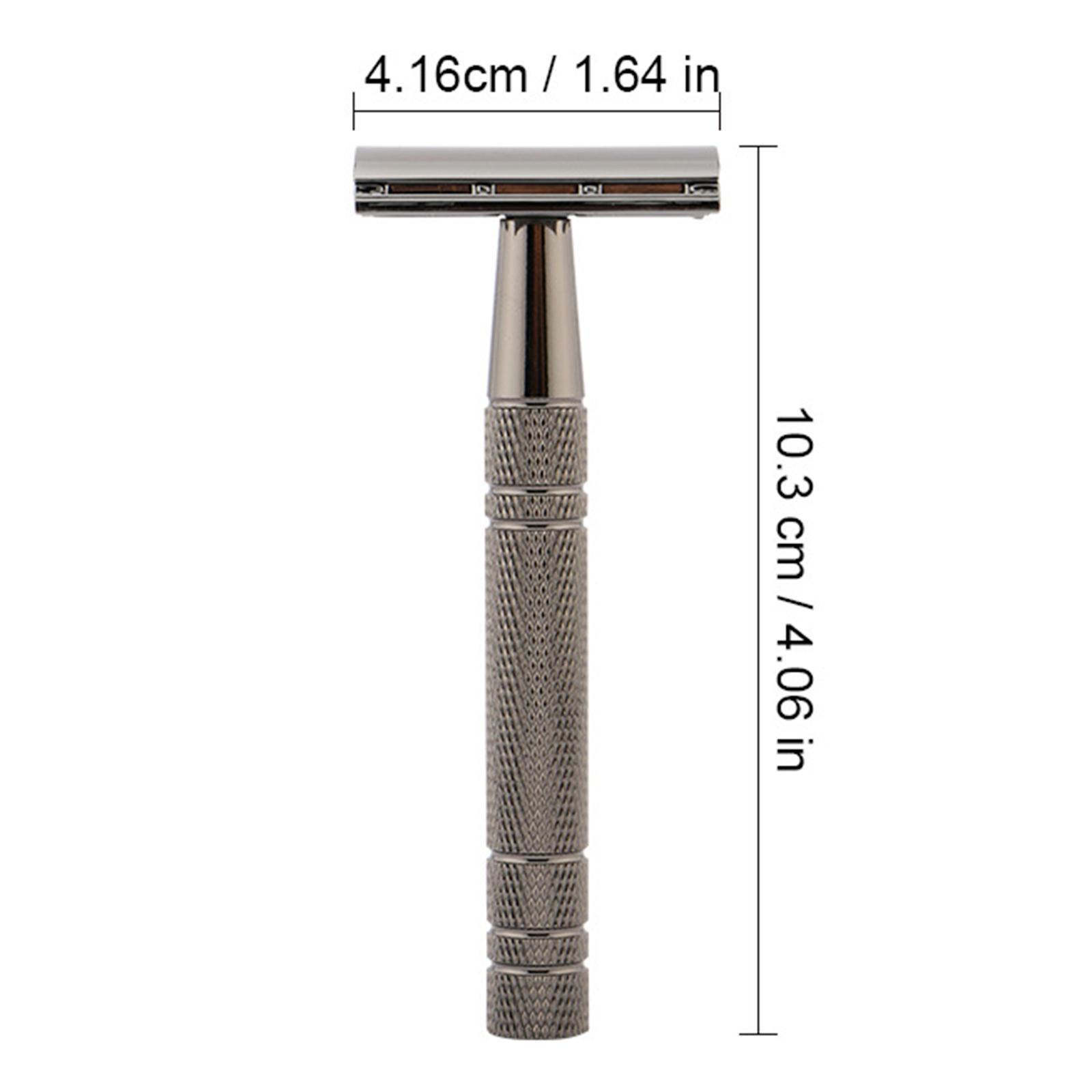 Double Edge Safety Razor, Long Non Slip Handle Shaving for with 5Pcs Razor Blades