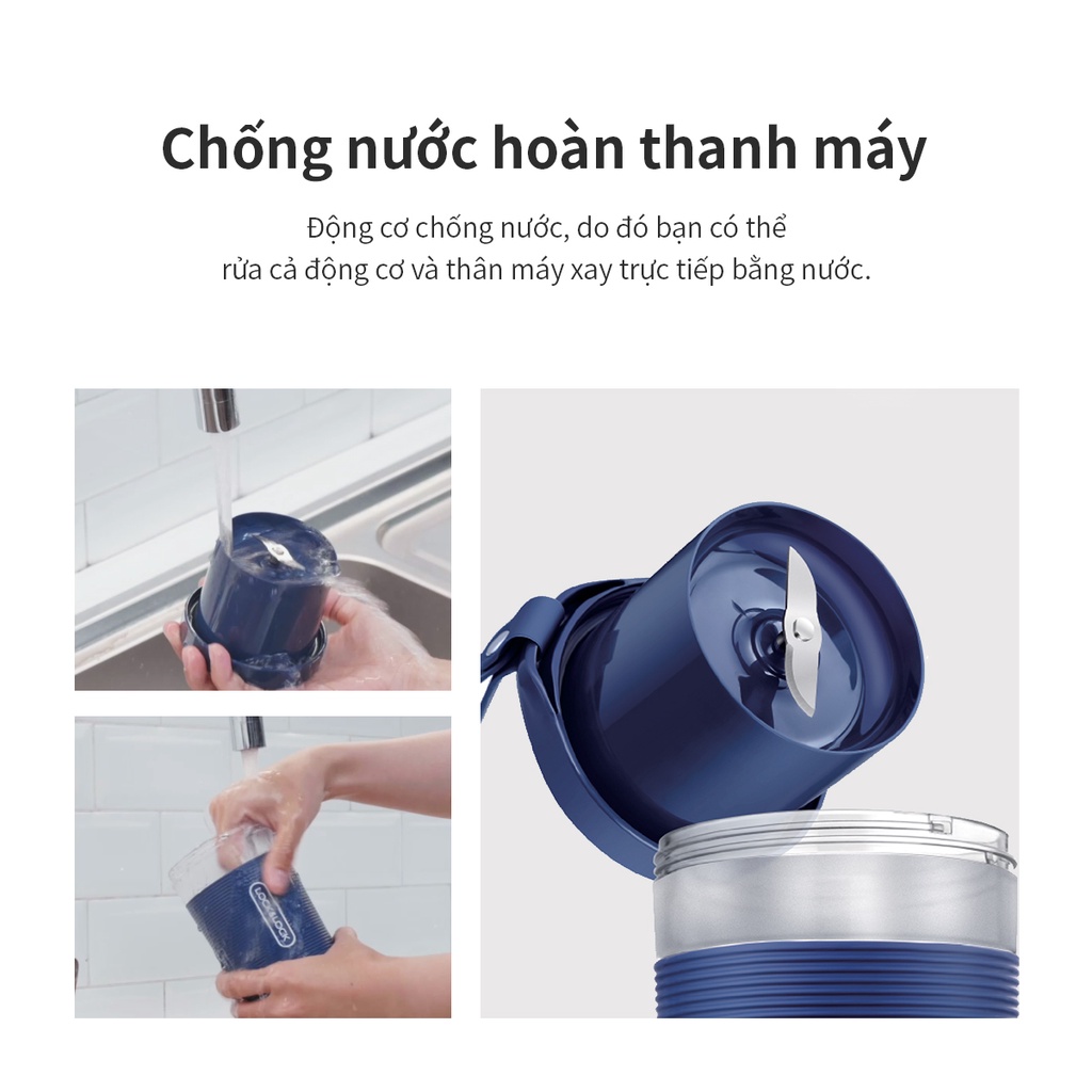 Máy Xay Sinh Tố Cầm Tay Lock&amp;Lock EJJ321 (300ml) - Hàng Chính Hãng, Bảo Hành 12 Tháng, Không Dây, Dễ Mang Đi - Tặng Kèm Cọ Rửa Và Ống Hút