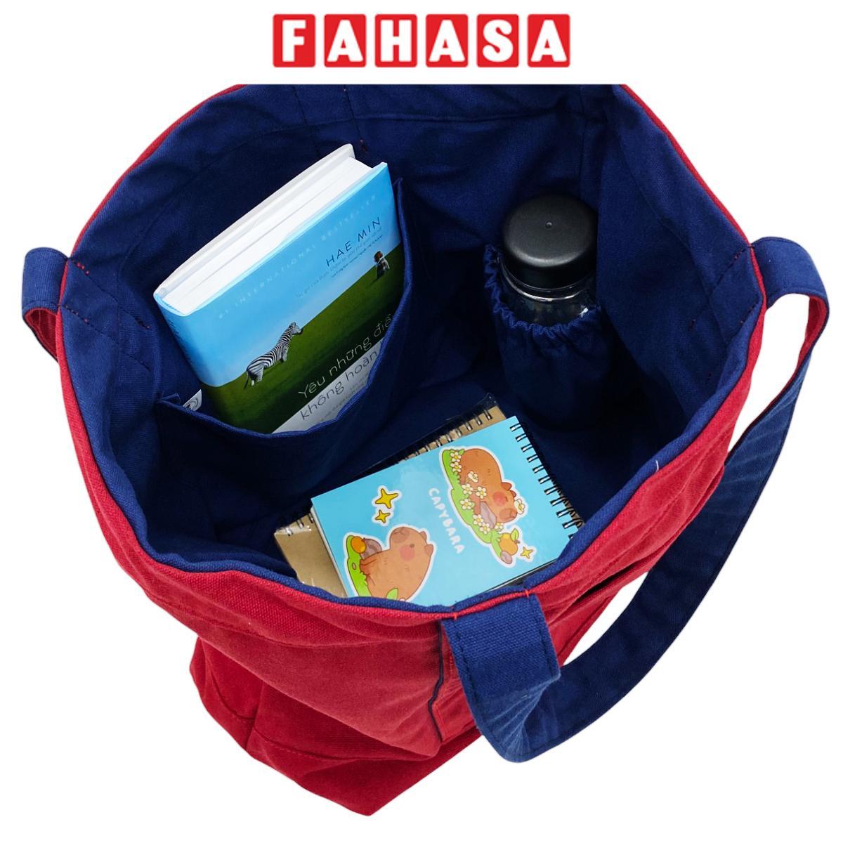 Túi Vải Tote 2 In 1 Phối 2 Màu - Saigon ZeroWaste - Màu Đỏ + Xanh Dương