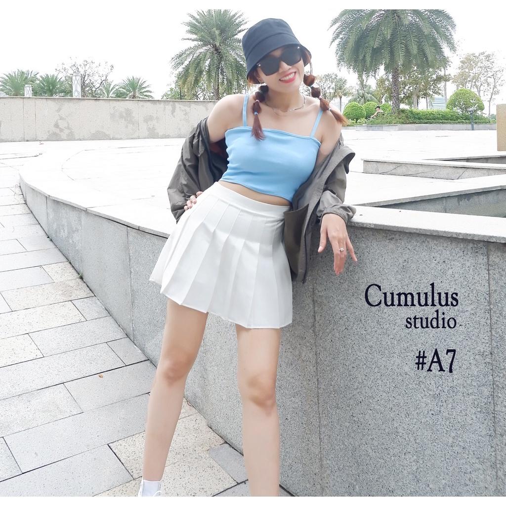 Áo hai dây viền sóng dễ thương Cumulus chất thun gân A07