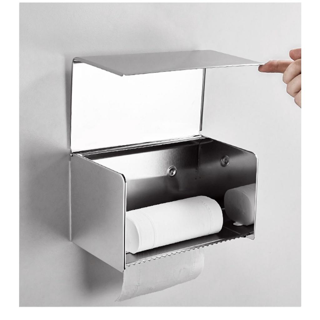 Hộp đựng khăn giấy vệ sinh vuông inox 304