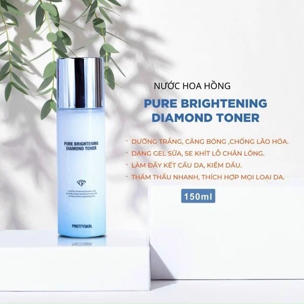 Nước Hoa Hồng Prettyskin Pure Brightening Diamond Toner 150ml