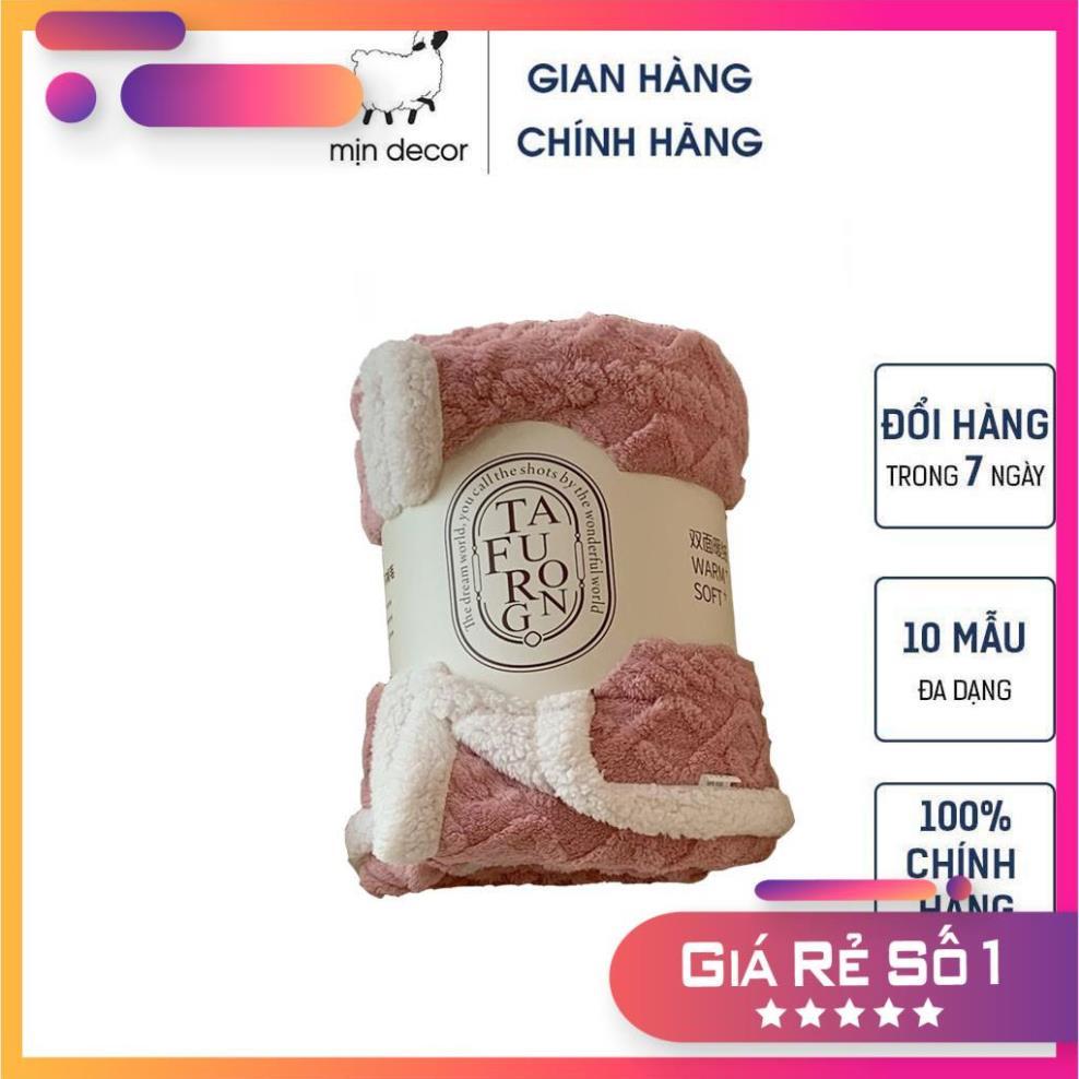 Chăn lông cừu TAFURONG siêu dày ấm nặng 3kg màu trơn basic mềm mại