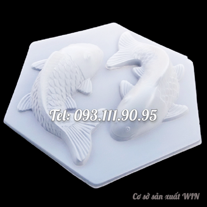 Khuôn làm bánh, rau câu, bánh tổ, khuôn ép xôi, giò chả 2 con cá chép tròn loại 31 cm - Mã số 1738