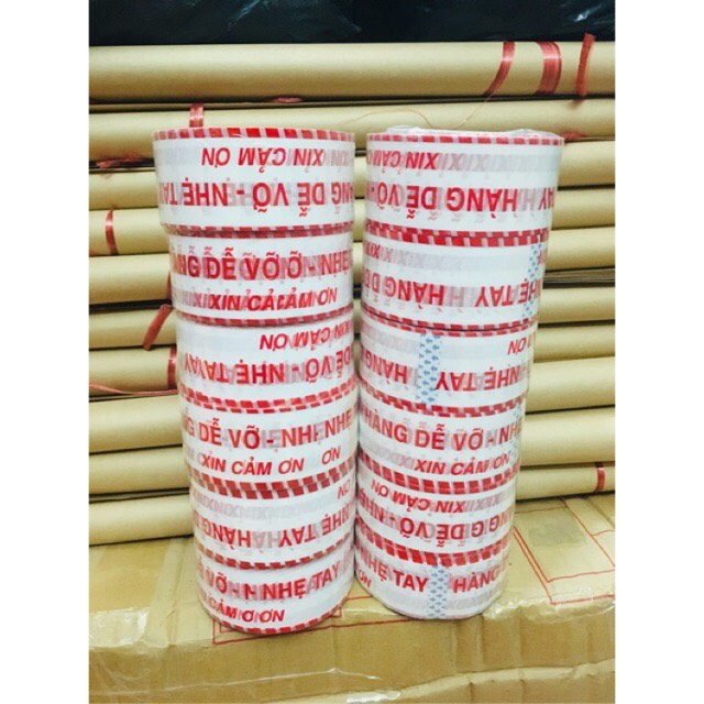 Cuộn băng keo băng dính in chữ hàng dễ vỡ xin nhẹ tay dùng dán niêm phong đóng gói hàng hóa