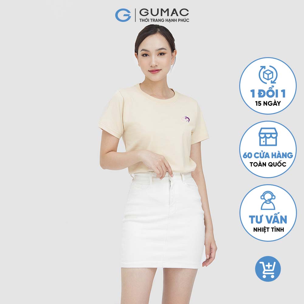 Áo thun nữ GUMAC ATC05073 thêu hình trẻ trung