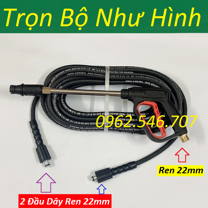 Bộ 10m,15m,20m dây rửa xe Lõi Thép và súng xịt rửa xe dài (bộ như hình) - Súng rửa xe áp lực cao, dây xịt rửa xe áp lực cao