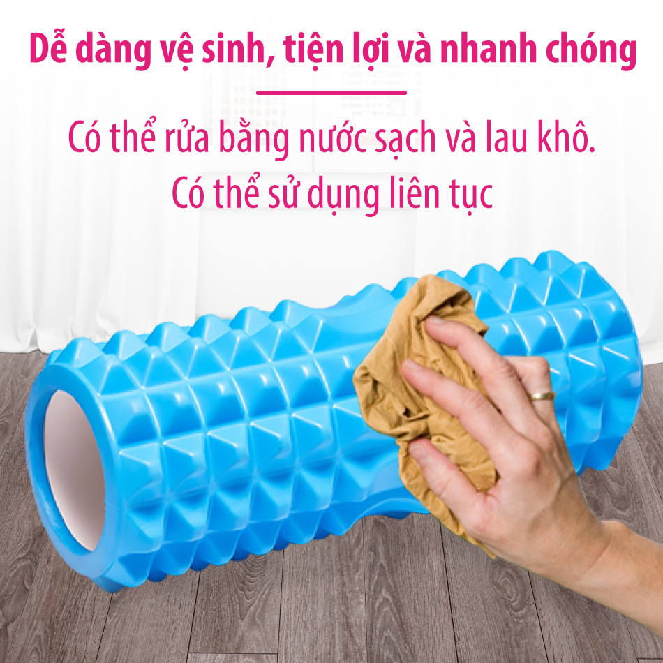 BG Con Lăn Massage Ống Lăn Dãn Cơ Foam Roller Tập Gym, Yoga, Thể Hình BLACK