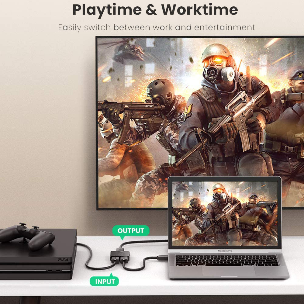 Bộ gộp tín hiệu HDMI 2 vào 1 ra Ugreen 70607 CM311 Switch HDMI 2.0 4K@60Hz hàng chính hãng