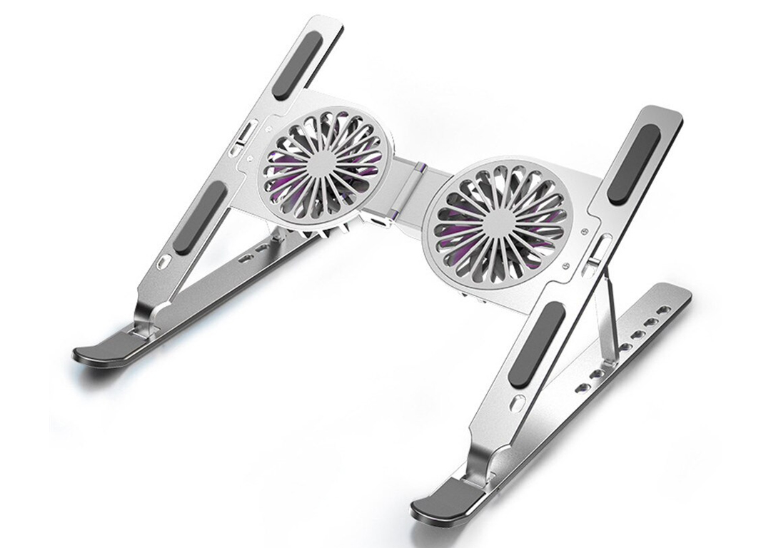 Giá đỡ Laptop Stand Cooling 2 Fan Nhôm Silver – Hàng Chính Hãng