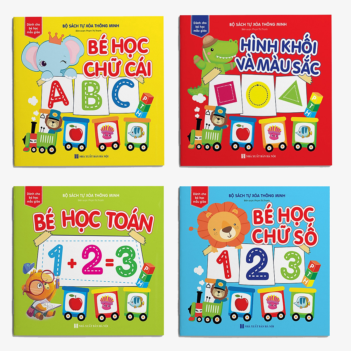 Combo 8 cuốn Sách tự xóa: Chữ cái - Toán - Chữ số - Hình khối & Màu sắc - Bé học phép trừ - Phép so sánh - Bé học toán - Toán tư duy - NTbooks