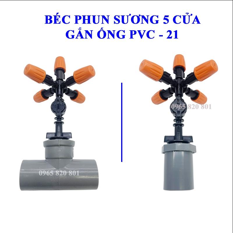 Bộ béc phun sương 5 hướng cam kèm PVC 21