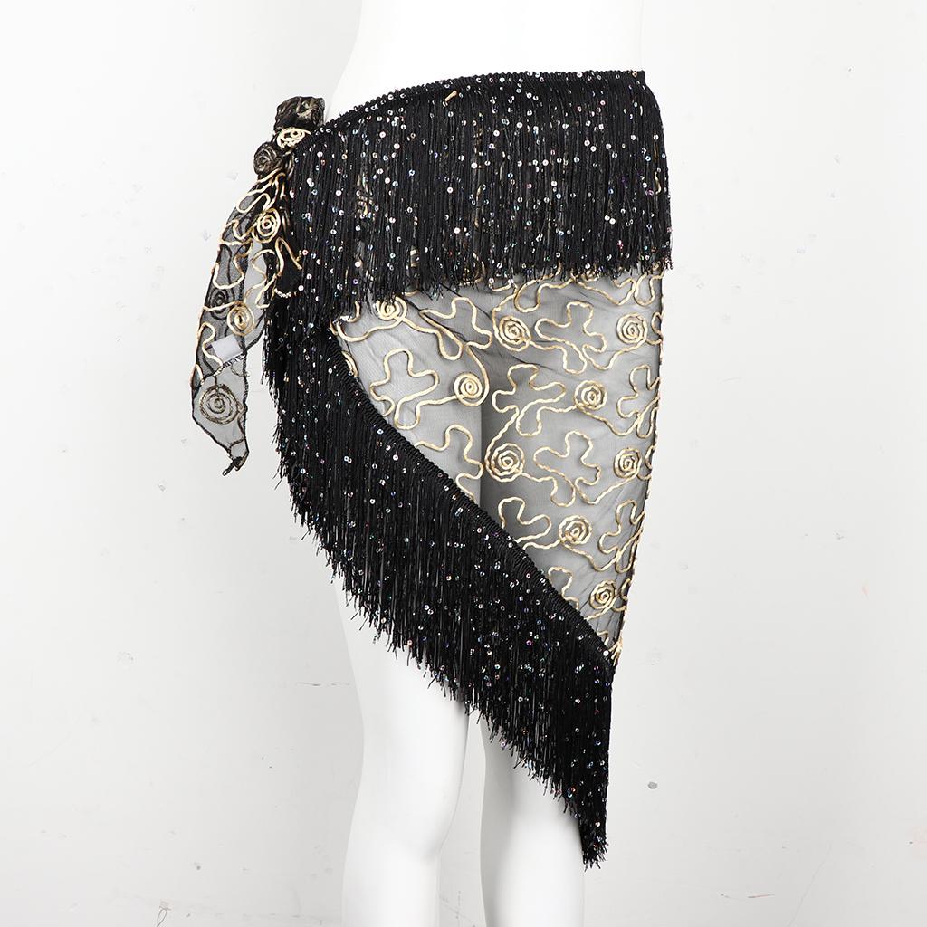 Tassel Mesh Net Indian Belly Dancing Hip Scarf Skirt Waist Wrap Chain for Women