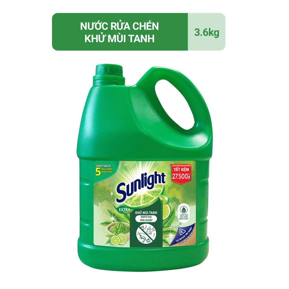 Nước rửa chén Sunlight Trà xanh( Khử mùi tanh) Can 3.6KG