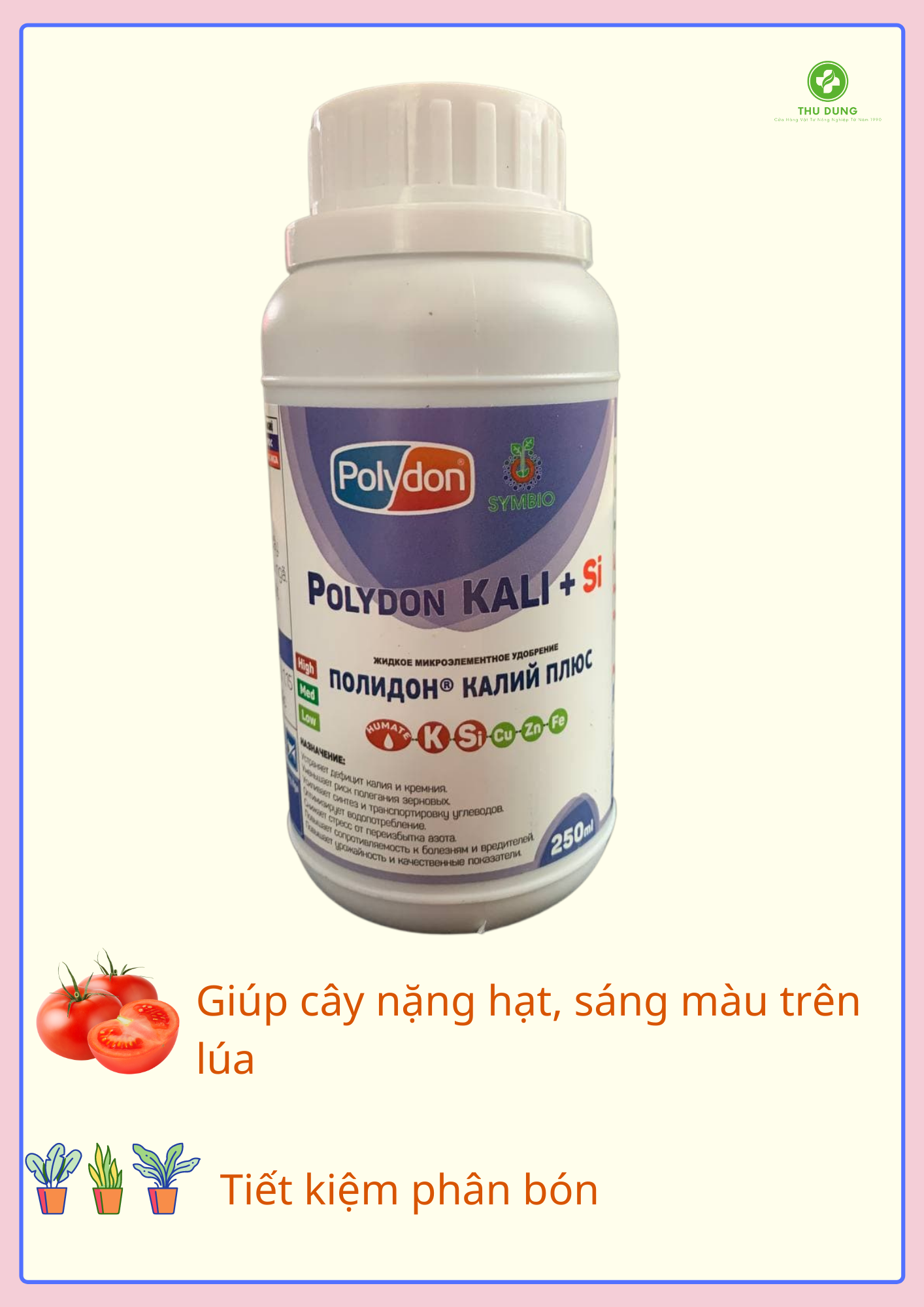 Polydon KALI+Si 250ml - Dưỡng trái vào hạt, cứng cây giảm đổ ngã