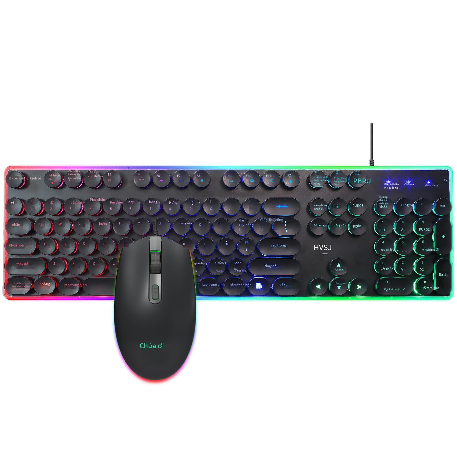 Bộ bàn phím chơi game có đèn nền V300 của Nga được ưa chuộng nhất Bộ bàn phím chuột có dây dạ quang RGB đặt tại chỗ