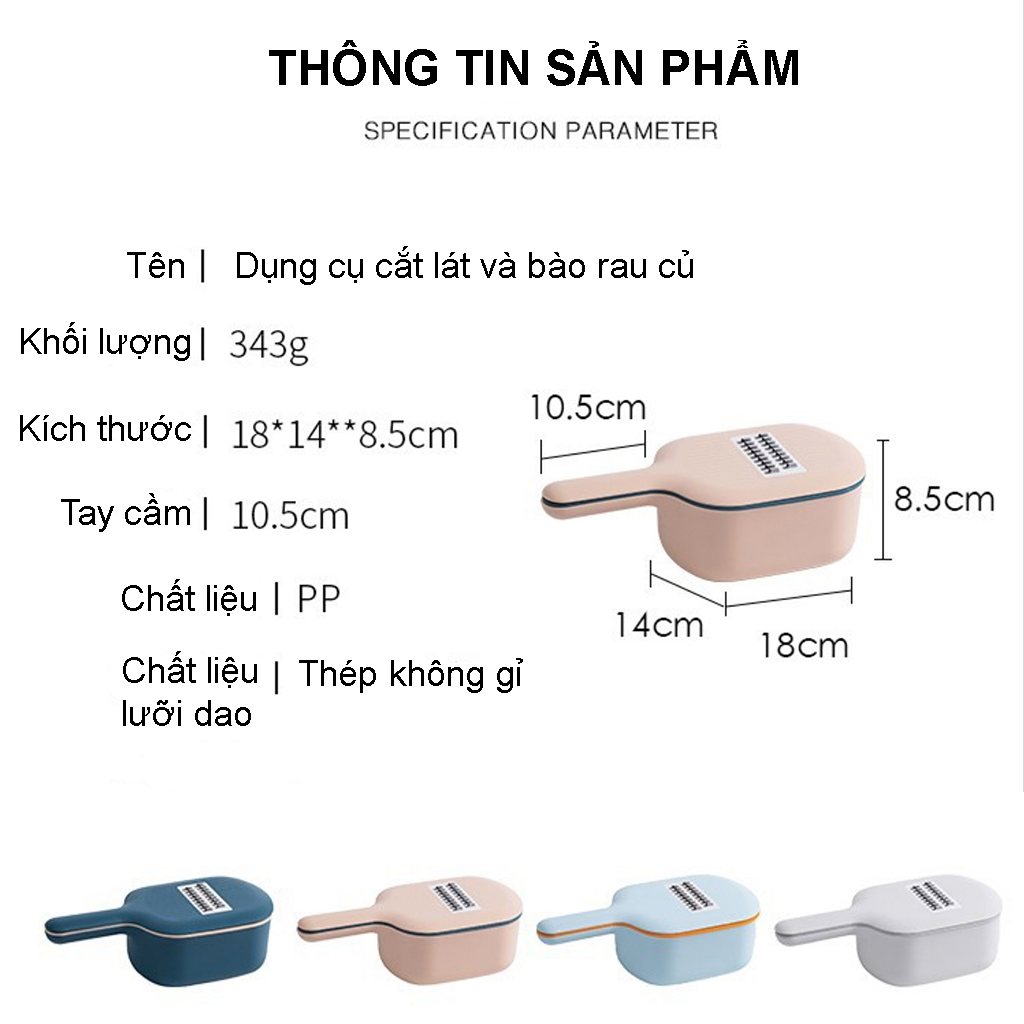 Dụng cụ bào sợi rau củ thông minh, có 4 lưỡi dao khác nhau và có rổ làm ráo nước