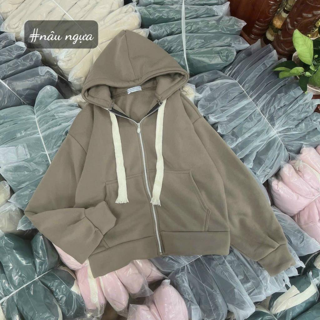 Áo khoác nữ nỉ form dài và fom lửng zip tay bồng vải nỉ ngoại có mũ nón 2 lớp form rộng hàng bao chất siêu hot-A2057 - Be Form dài
