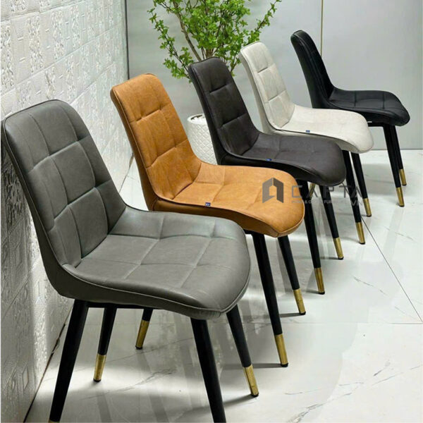 Ghế tư vấn tiếp khách Ghế nhà hàng tựa lưng bọc nệm Simili chân sắt sơn đen nhập khẩu LUX 38B-P – Loft caro dining chair