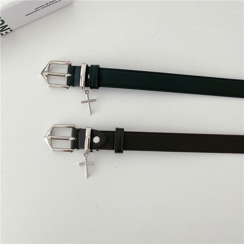 Thắt Lưng Nam Nữ Chữ thập bản nhỏ phong cách Hip hop trẻ trung - Dây Lưng Nam Nữ Unisex Mặt Kim Loại Streetstyle
