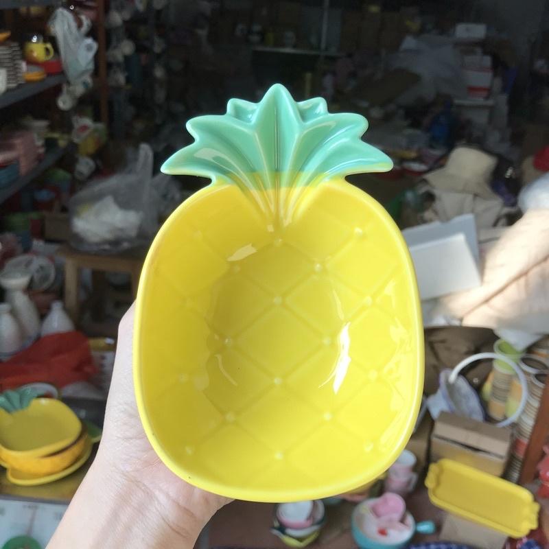 Bát , đĩa dứa 2 màu Vàng + Hồng