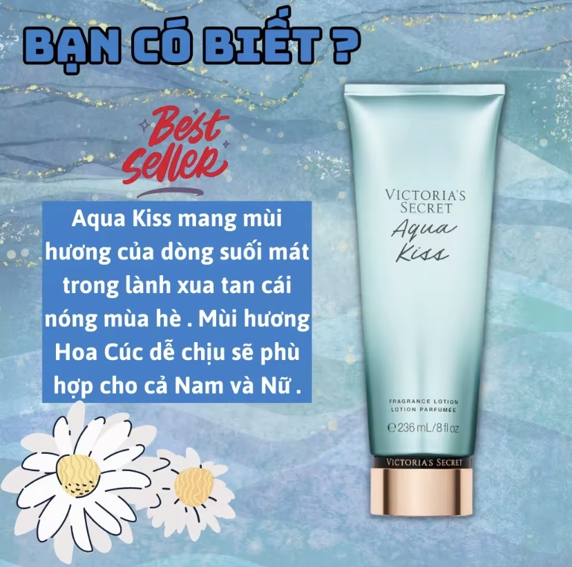 Victoria Secret Aqua Kiss Chính Hãng - Body Mist Victoria Secret Aqua Kiss 250ml & Lotion Victoria Secret Aqua Kiss Chính Hãng 236ml