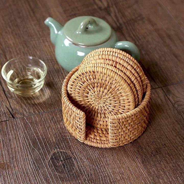 Combo 3 cái lót ly mây xiên xinh xắn, D10cm