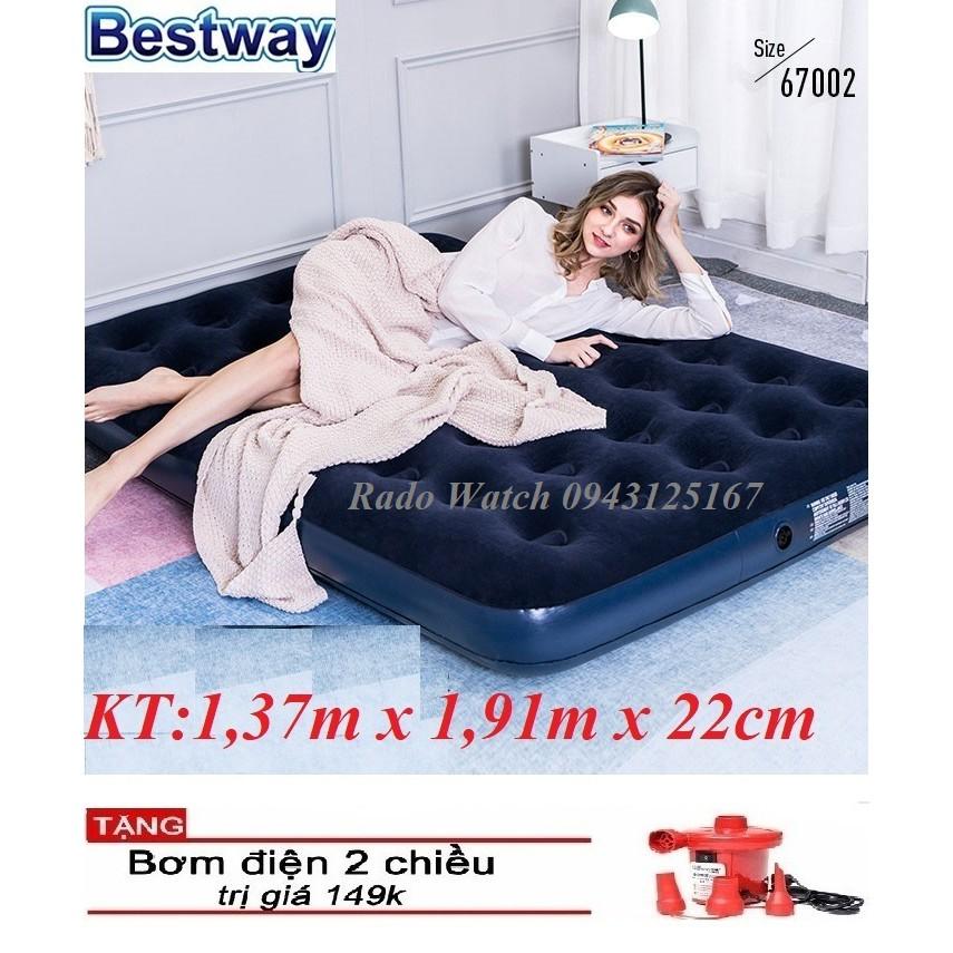 Đệm hơi Nệm hơi Bestway 67002- Size: 1,91m x 1,37 m x 22cm kèm bơm điện và 01 gối hơi