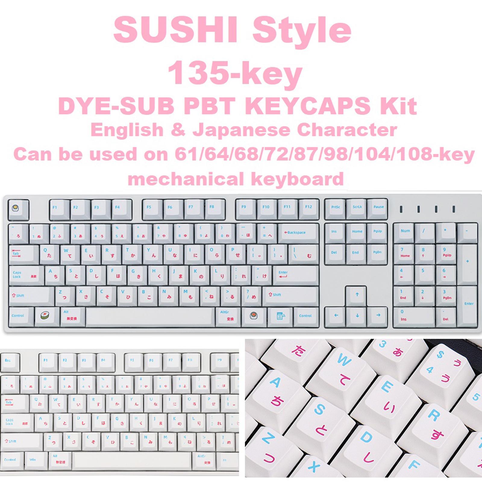 135 Keys Caps PBT Japanese Sushi Keycaps for Cherry MX Mechanical Keyboard