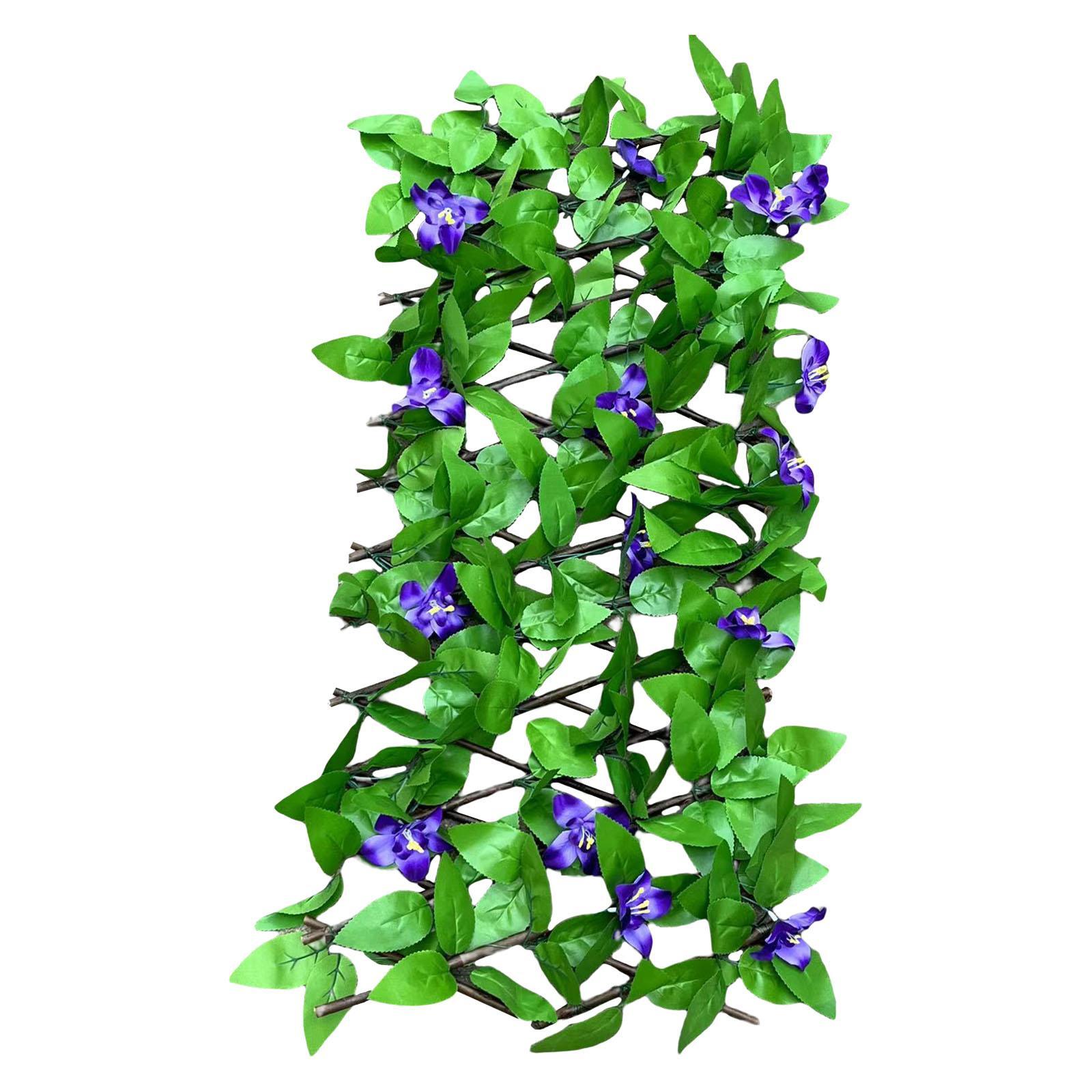 Hedge Faux Privacy Screen Garden Expandable Fence Artificial Flowers& Leaves