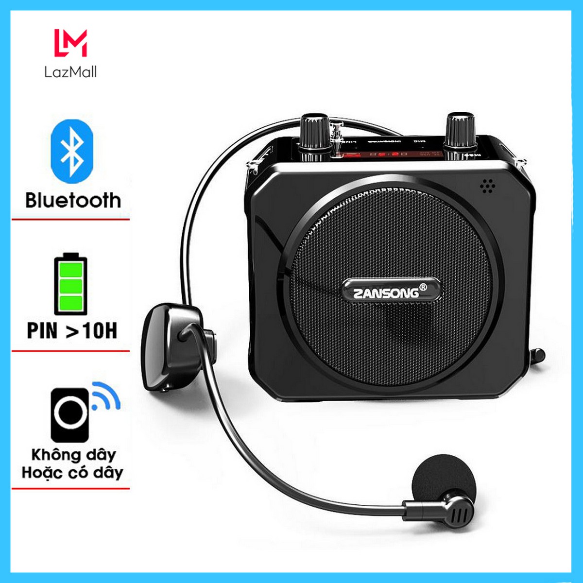 Loa Trợ Giảng Không Dây M80 Kèm Mic Cài Đầu Có Bluetooth