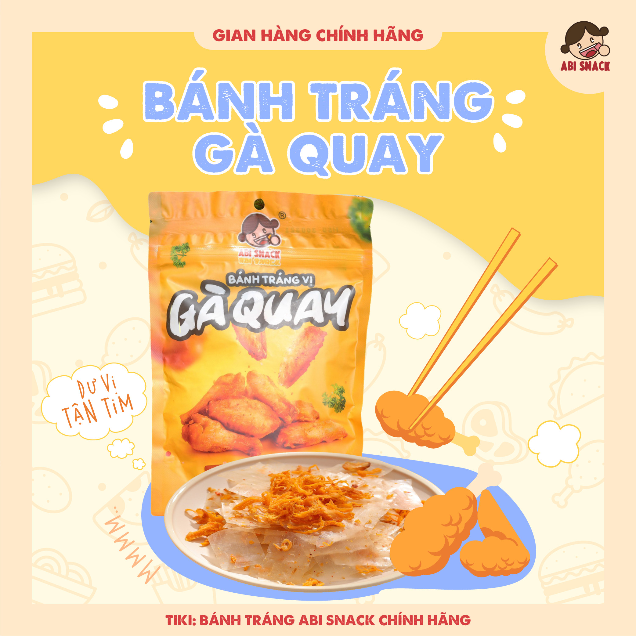 Bánh Tráng Vị Gà Quay - Bánh Tráng Gà Quay Ăn Vặt ABI SNACK