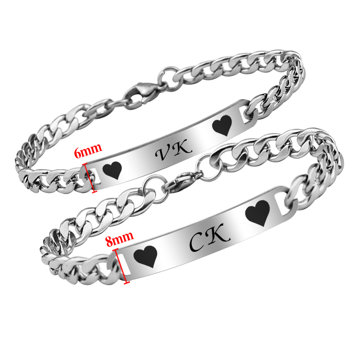 Lắc tay cặp đôi CK-VK cực đáng yêu CVT006 Không đen không gỉ sét