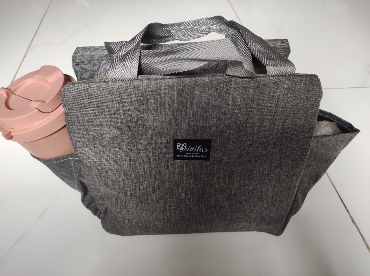 Túi Đựng Cơm Giữ Nhiệt Cầm Tay Kiểu Nhật Có Túi Phụ Cao Cấp Size 25 x 25 x 14 cm Đựng Được 3 Hộp