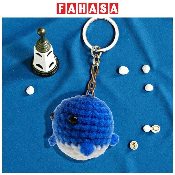 Móc Khoá Len Thủ Công Hình Cá Heo - Màu Xanh Dương